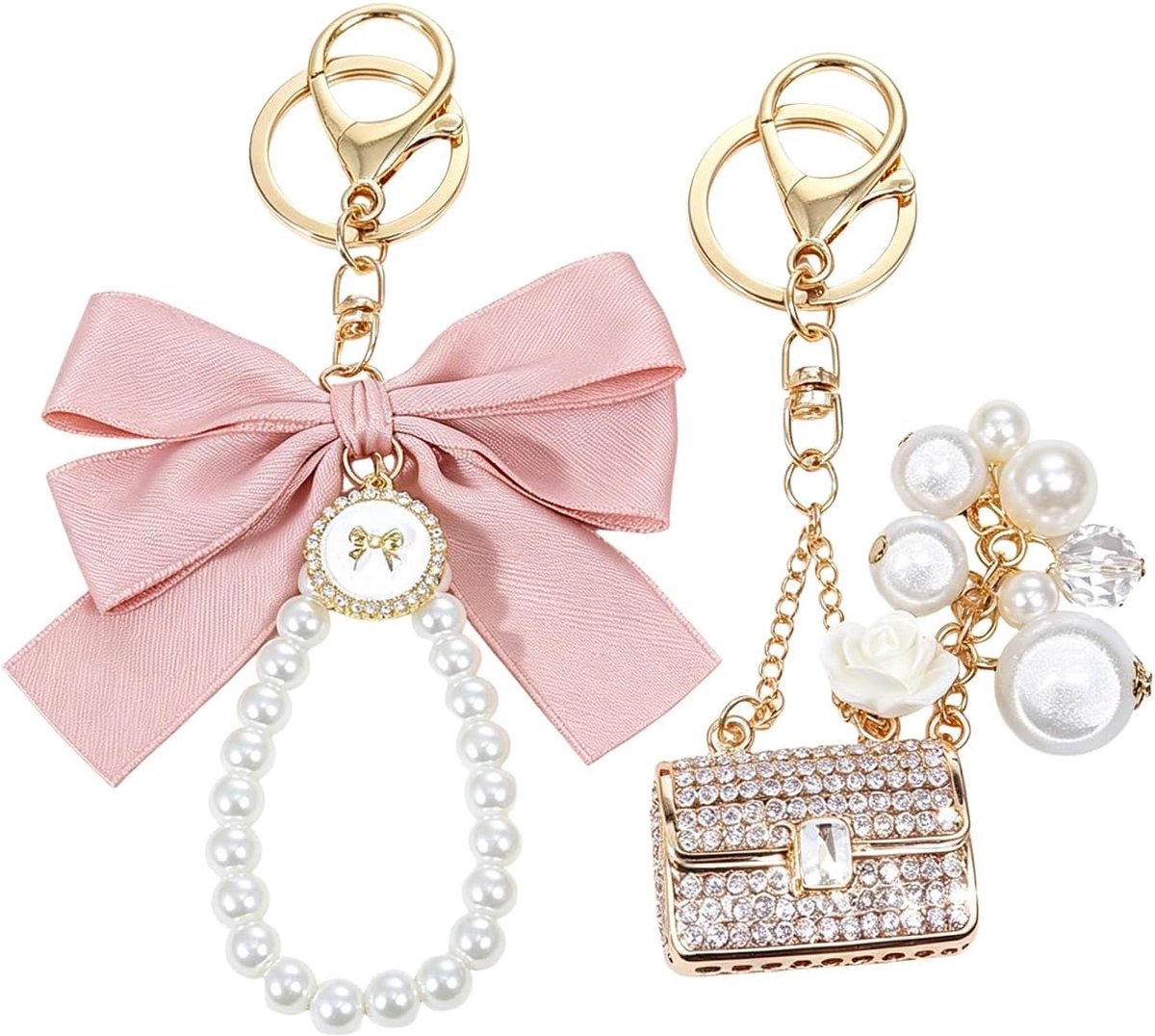 2 Stks Knipperende Strass Sleutelhanger, Autosleutel Decoratie Hanger, Mini Handtas Hanger, Geschikt Voor Gifting Aan Vrienden, Collega ' S, Familieen.