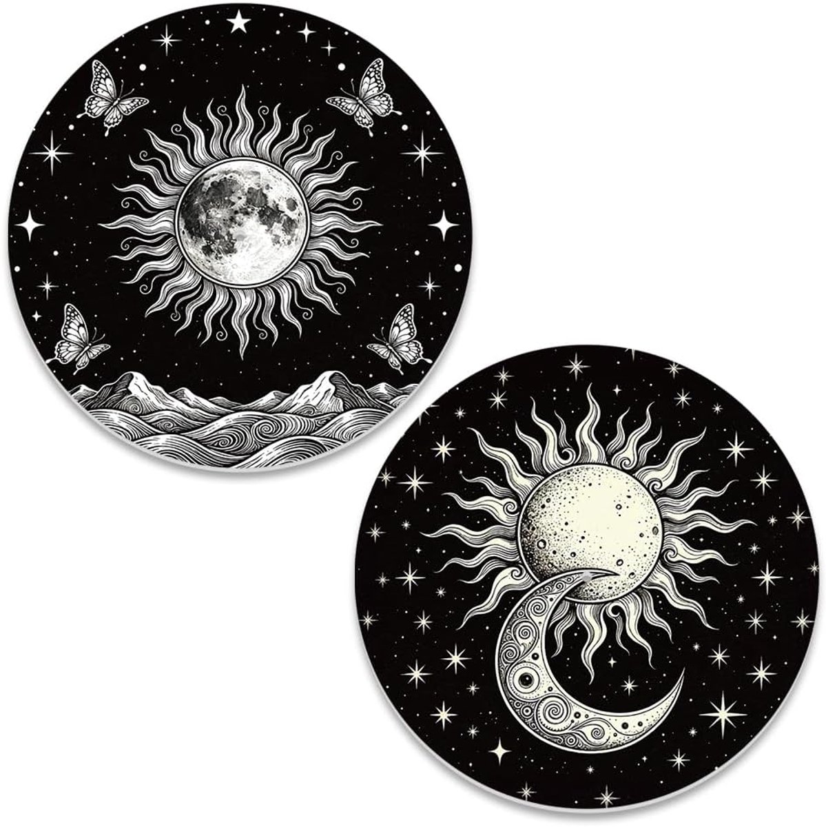 2 stuks zon maan platenspeler mat 30 cm (11,8 inch) slipmat niet-statisch vilt opname speler mat afdekking 3 mm dik niet statisch