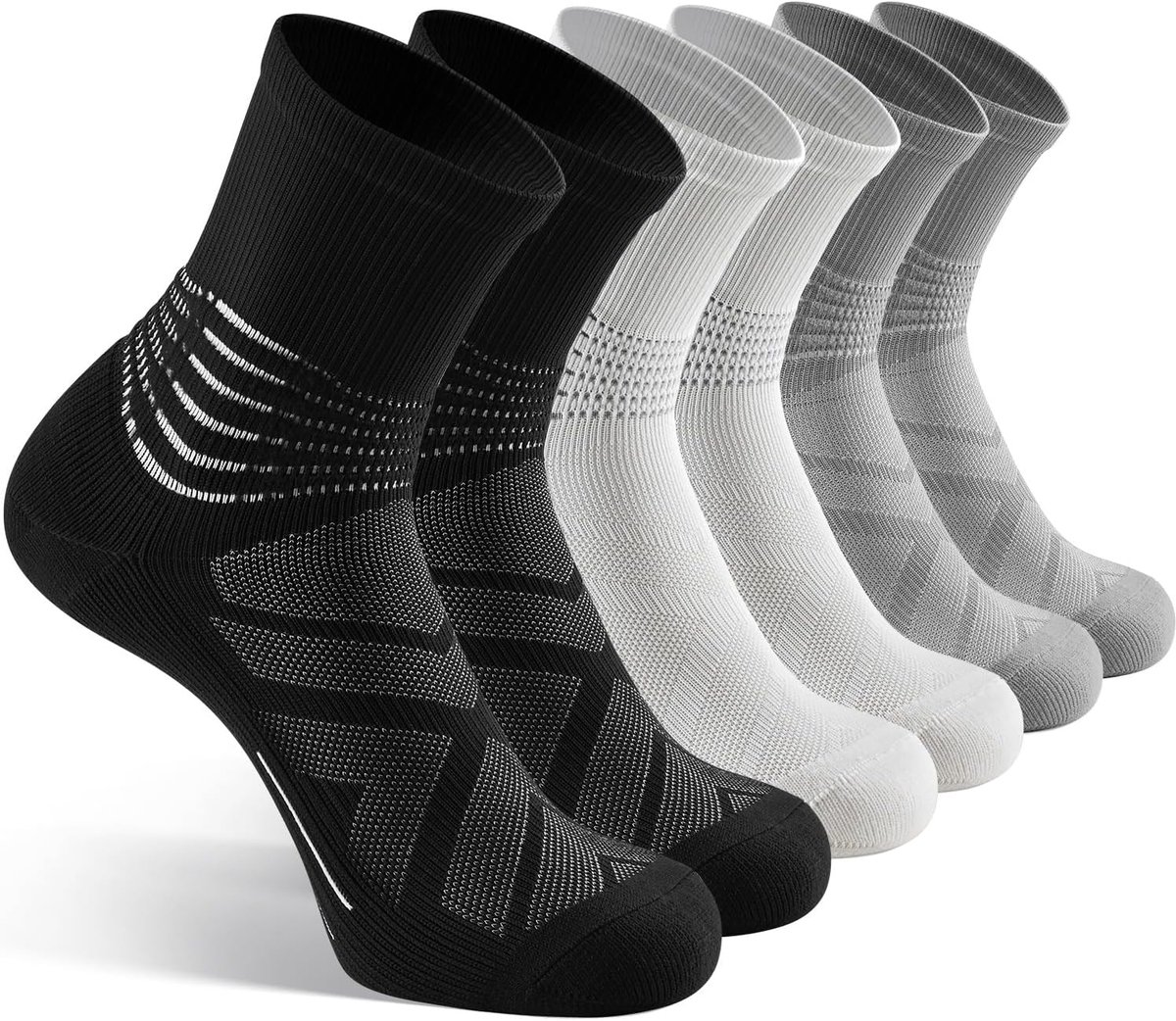Compressiekousen voor dames en heren, compressiesokken, enkelsteun, compressiesokken voor plantaire fasciitis, 3 paar, vochtafvoerend