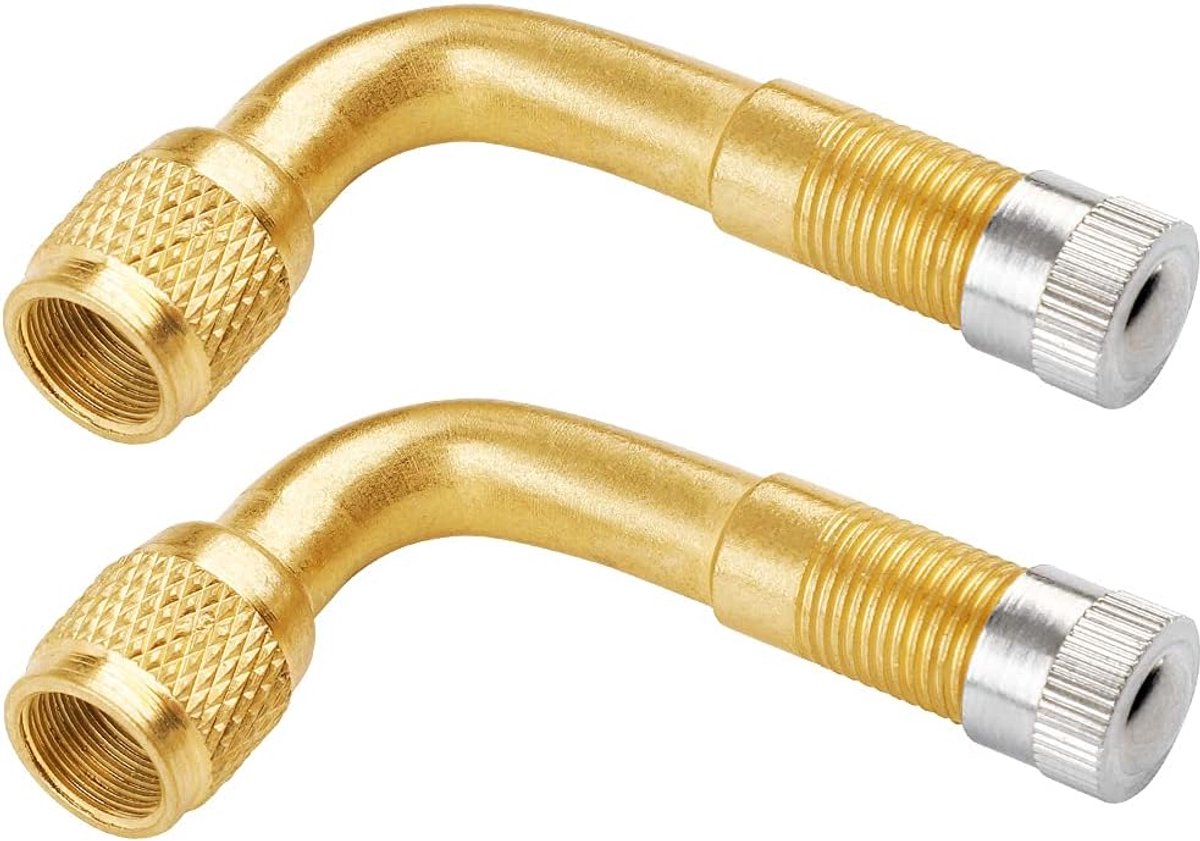 2 stuks ventielverlengingen 90° hoek koperen ventielverlenging voor auto, motorfiets, fiets, scooter