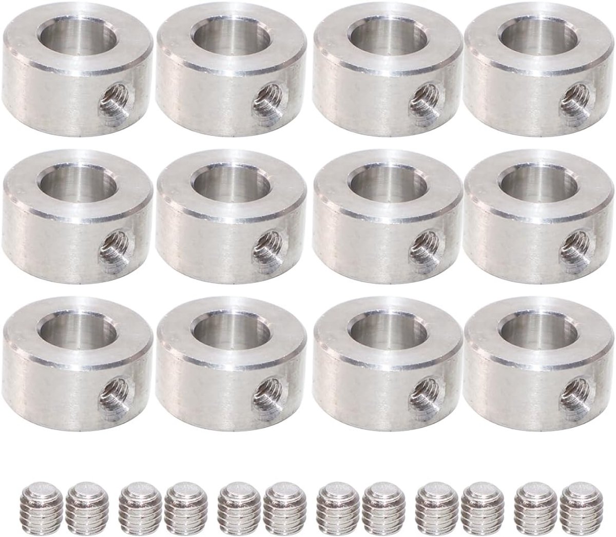 12 stuks instelringen 8 mm, 304 roestvrij stalen asborgringen, diepteaanslag voor boren, CNC-onderdelen, 3D-printers