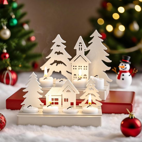 7 stuks siliconen gietvormen Kerstmis, siliconenvorm huizen, gietvormen silicone Kerstmis kaarsenhouders, gietvorm kerstboom gipsvormen voor gieten voor DIY handwerk, kaarsen, gips — afbeelding 5