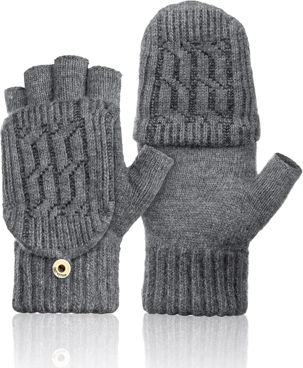 Handschoenen voor dames, winter, warme handschoenen met halve vingers, wanten, handschoenen met flip top, touchscreen, fotografie, sporthandschoenen voor dames en heren