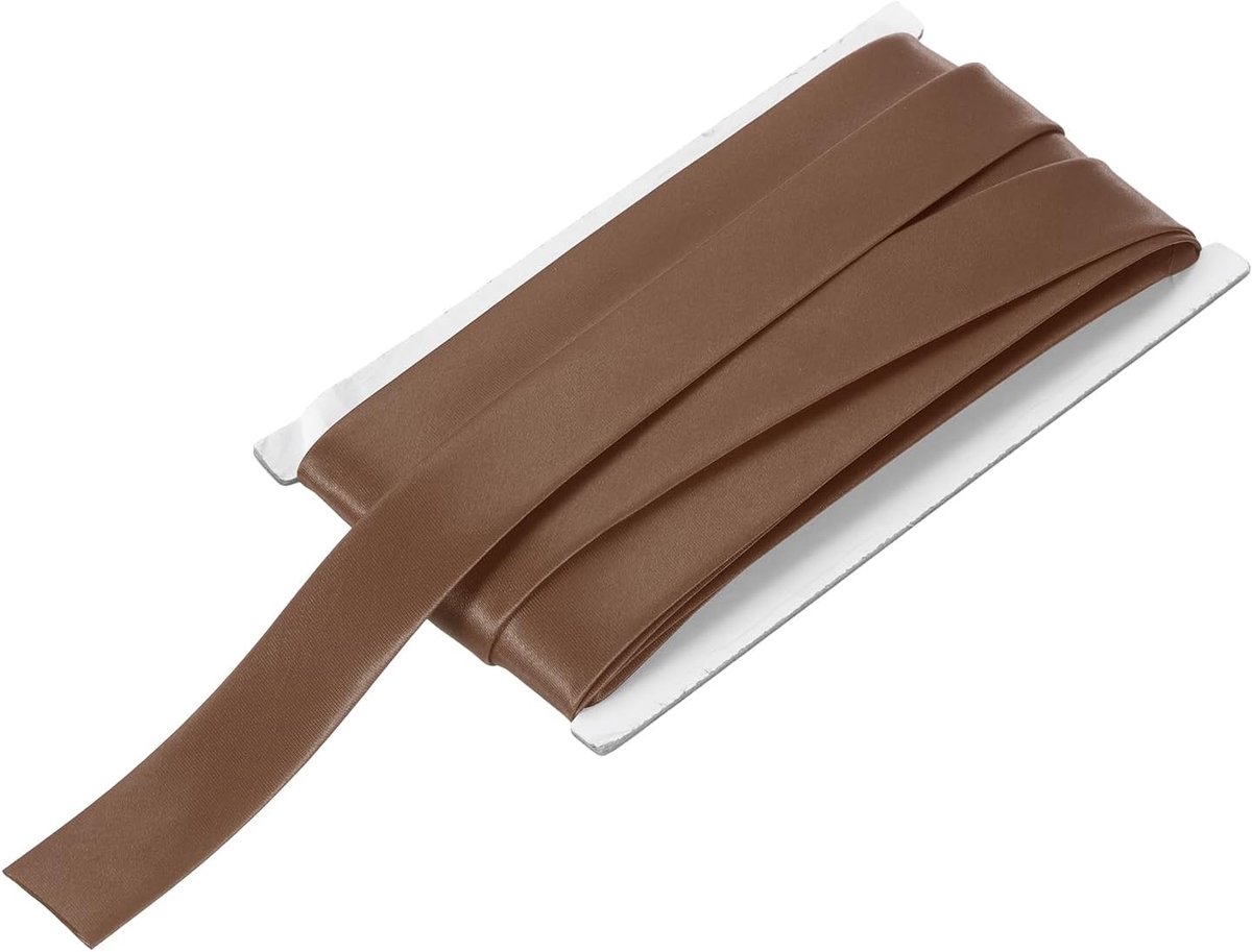 Biasband, dubbel gevouwen, om te naaien, 2,5 x 30,5 m, satijnen lint, voorgevouwen, voor quilten, naaien, knutselen, koffiebruin