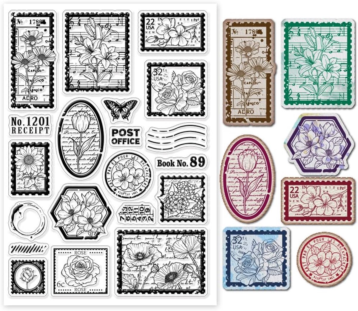 Vintage bloemstempel duidelijke stempels voor doe-het-zelf scrapbooking bloemen en planten siliconen stempel zegels transparante stempels voor kaarten maken fotoalbum dagboek woondecoratie