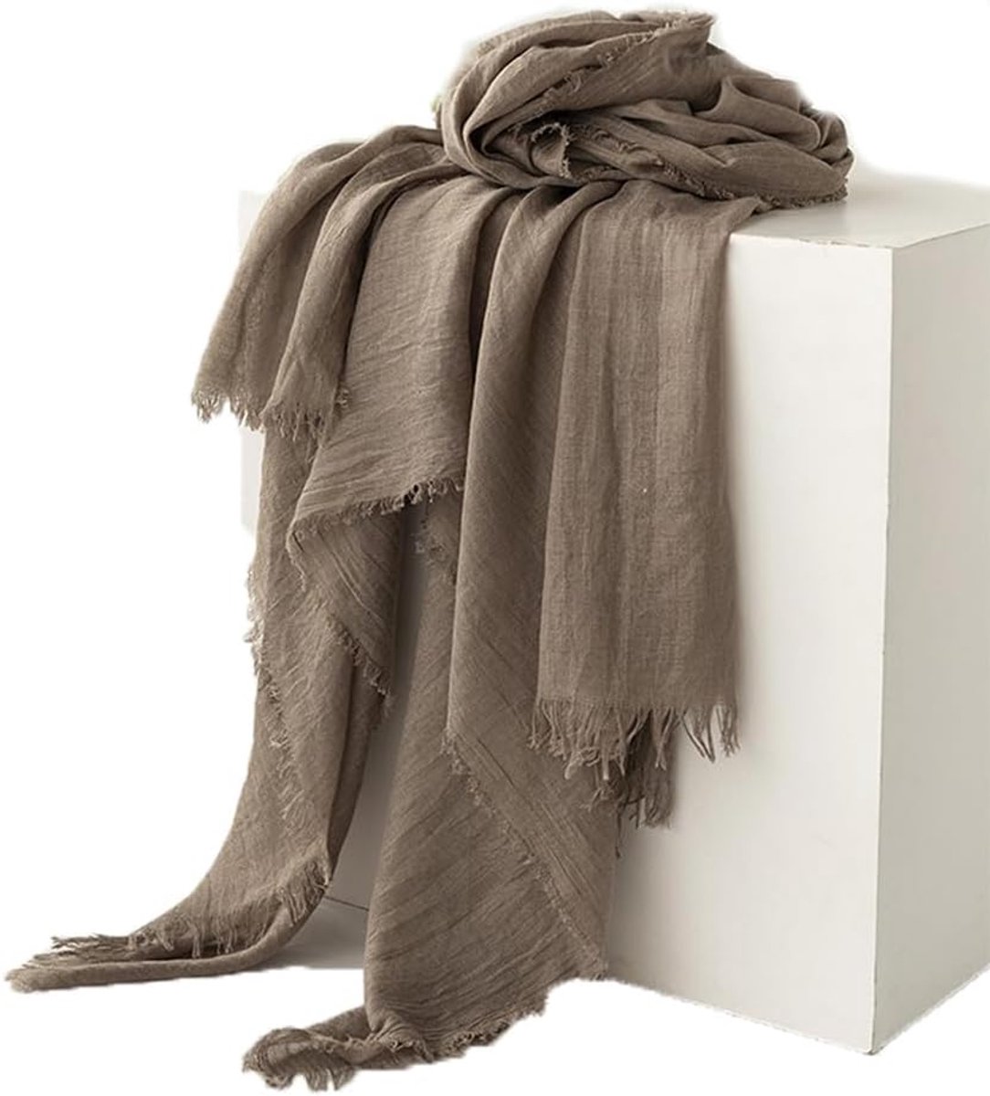 Katoen, linnen, halsdoek, dunne sjaal, zachte hijabdoek, sheer chiffon, doek, zonwering, stola, moslim, hoofddoek, omslagdoek, linnen sjaal voor zomer, winter, jurk, bruiloft