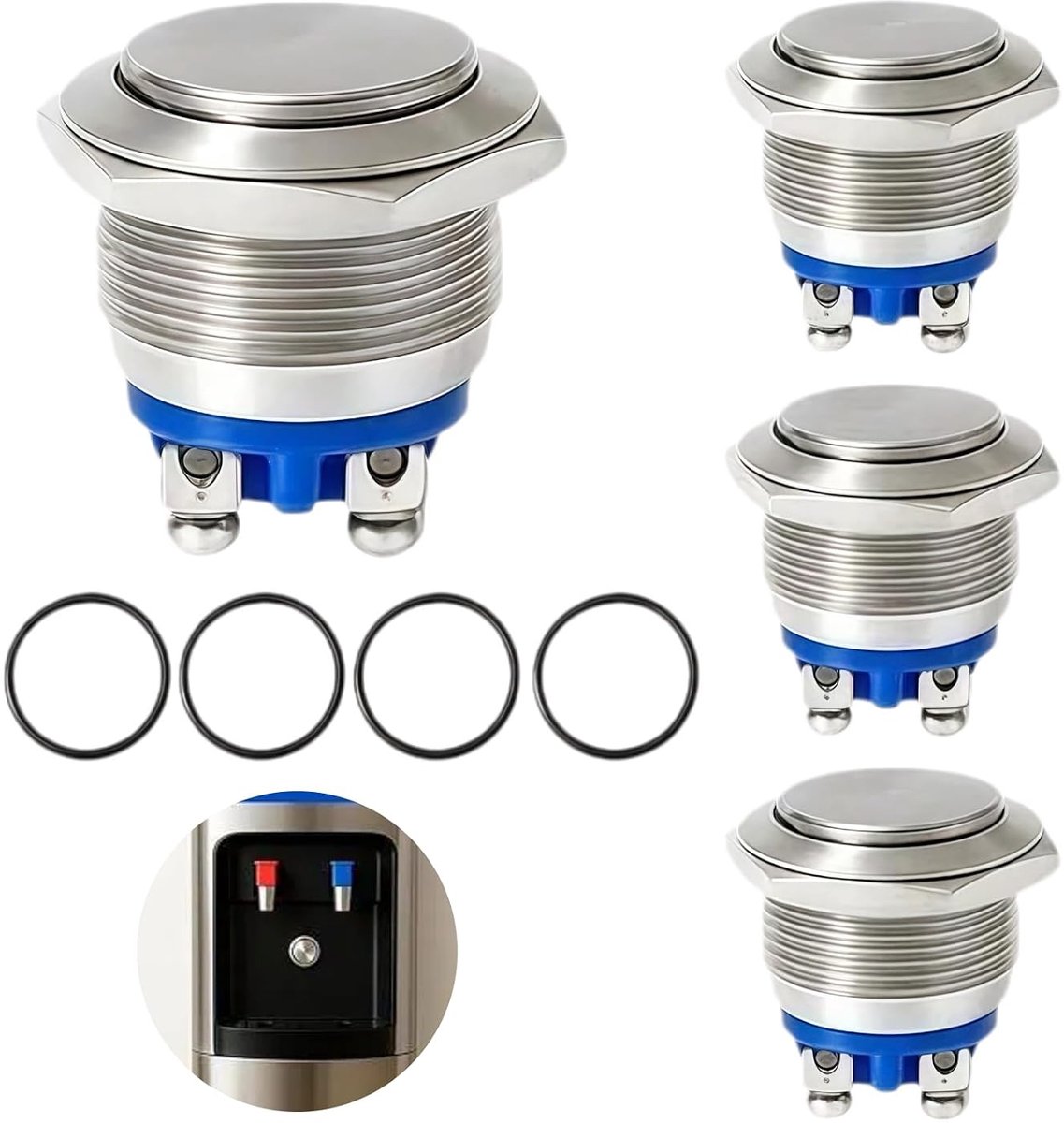 19 mm belknoppen, 12 V 5 A AC/DC 220 V platte knop, IP65 waterdicht, belknop buiten, roestvrijstalen metalen constructie, met 3 schroefklemmen, geschikt voor deurbellen, auto's, huishoudelijke