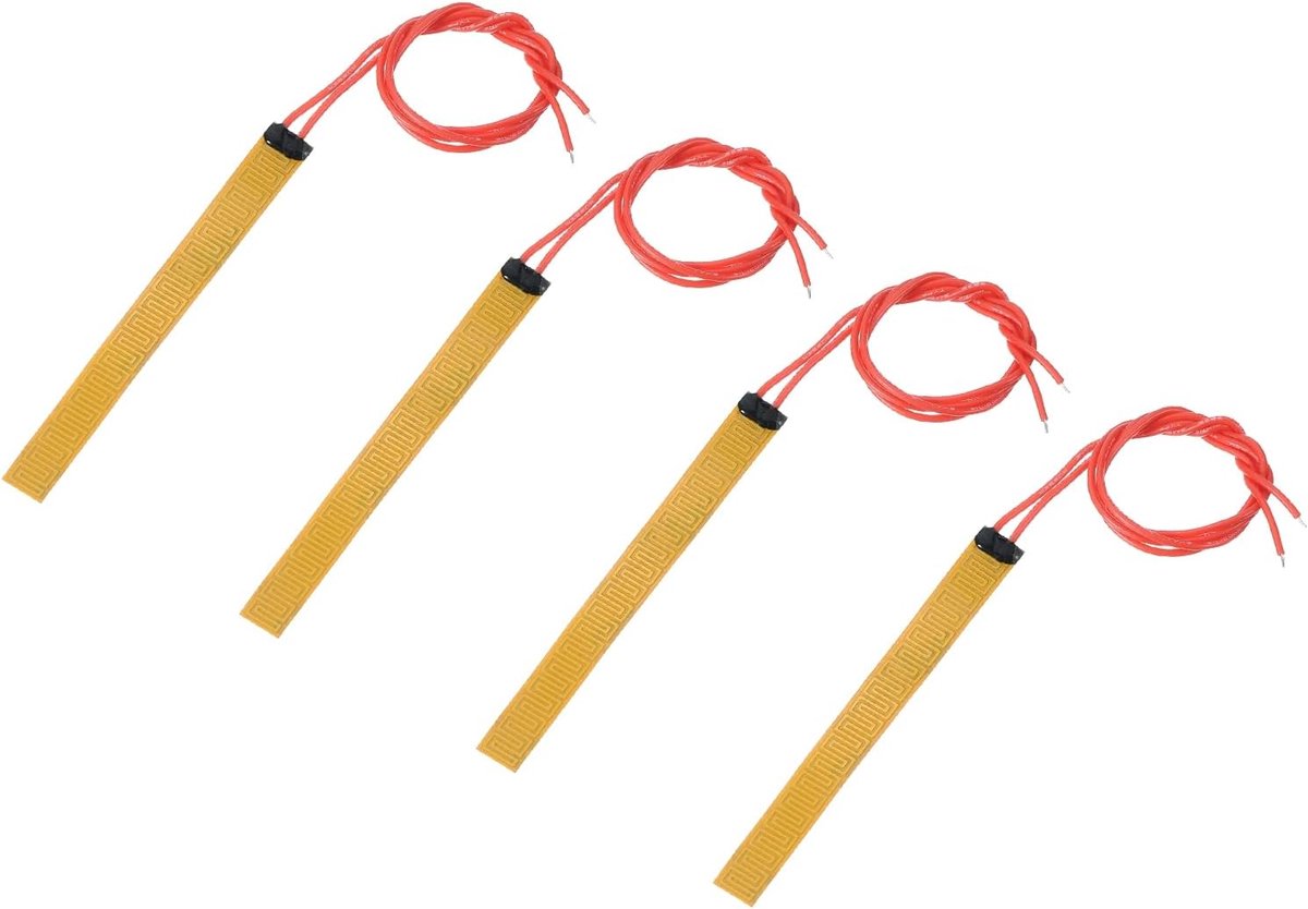 Sourcing map Verwarmingsfolie verwarmingsplaat, 12 V 12 W polyimide verwarmingspads, zelfklevende PI verwarmingselementen folie 93 mm x 10 mm verwarmingsstrips voor constante temperatuur, verpakking