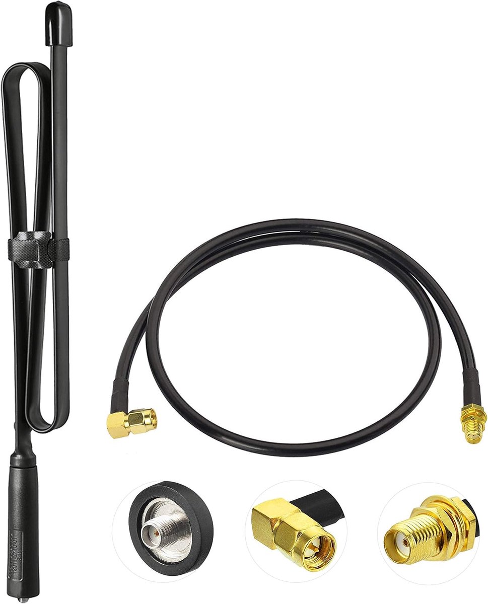 Dual Band VHF UHF 136-460MHz 79cm Foldable CS Tactical SMA Female Ham Radio Antenna CS Antenna with 1M Extension Relocation Cable for Baofeng BF-F8HP UV-5R UV-82 BF-888S GT-3
