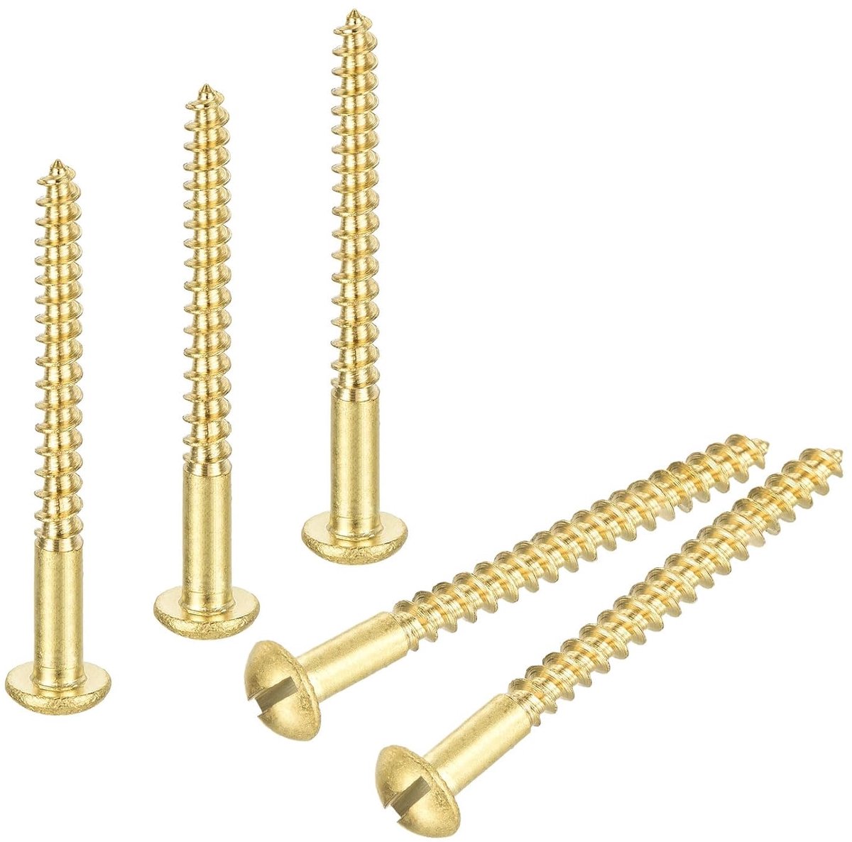 Houten schroeven M4 x 50 mm sleuf ronde kop messing zelftappende schroef 30 stuks