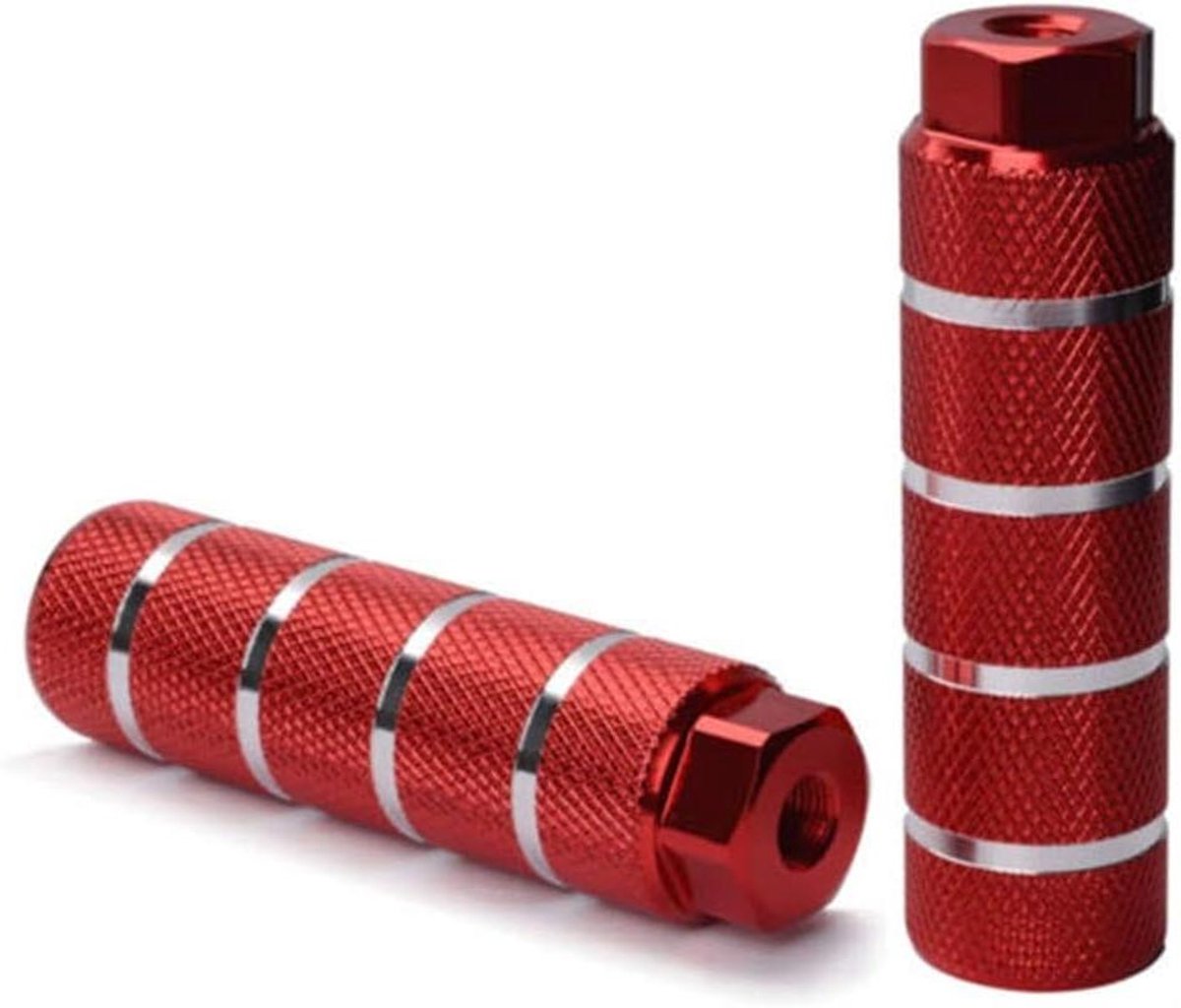 Fiets Stuntpennen - Fietspennen BMX - Stunt Fietsen - Antislip Groeven - 100 x 28 mm - Rood
