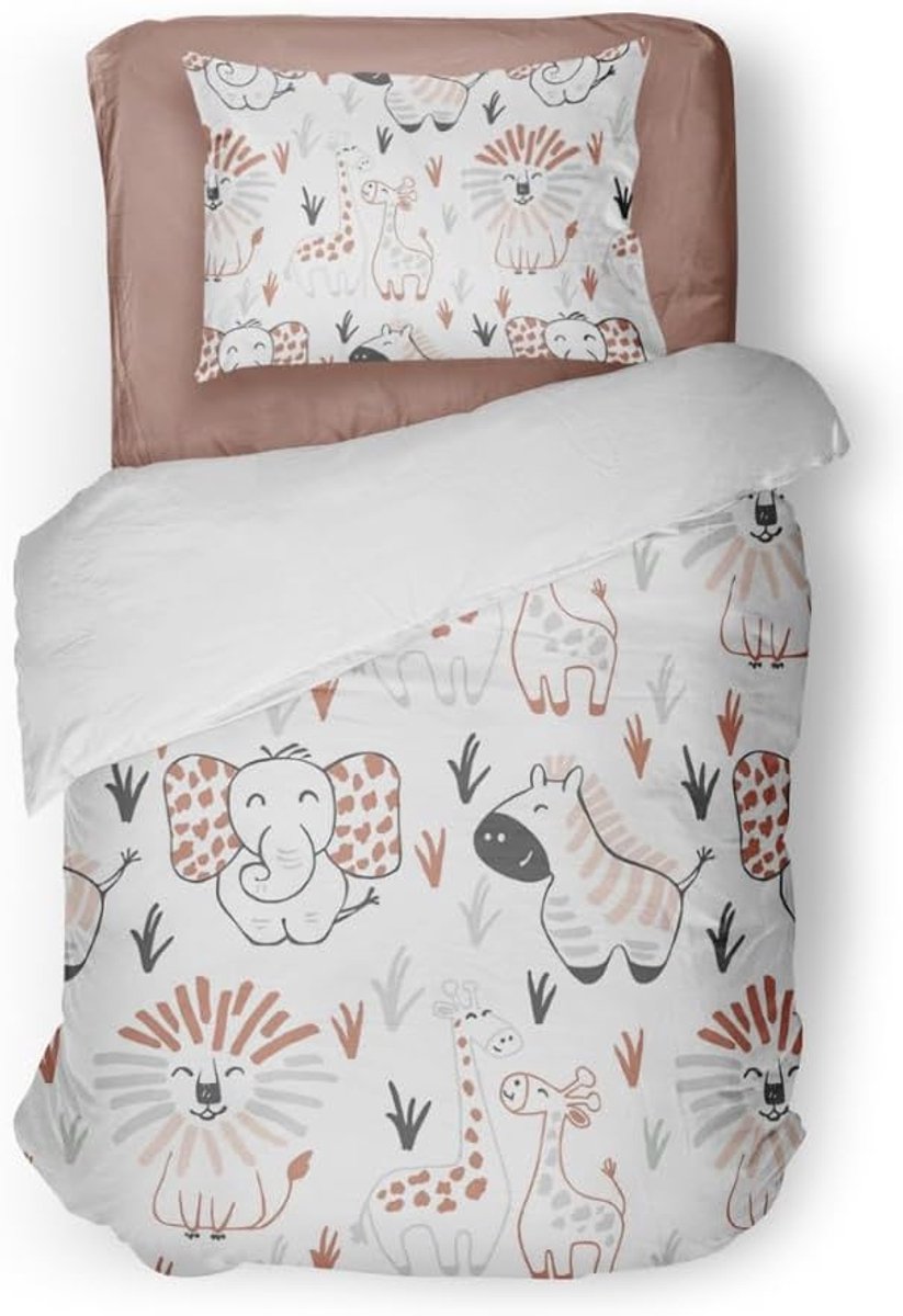 Dekbedovertrek Micropercal Animal Crackers - white 140x220/240cm