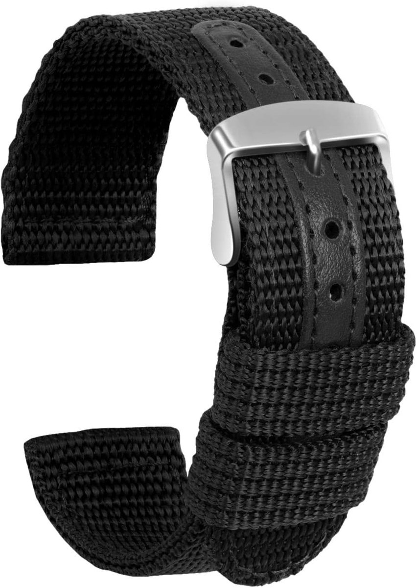 nylon armband met roestvrijstalen zilveren gesp