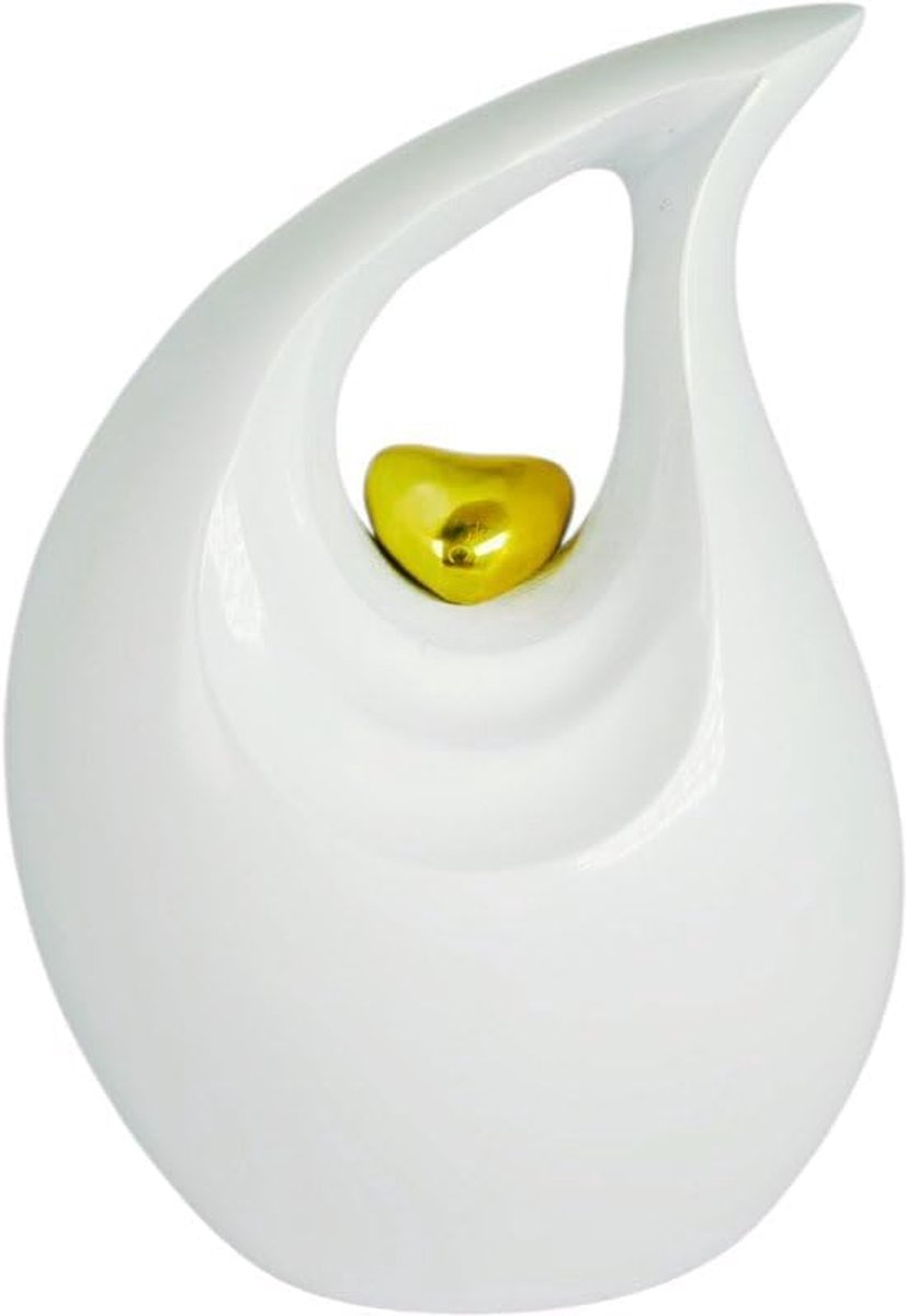 As Urn - Handgemaakte Aluminium Bewaarplaats - 800 ML - Wit Hart Design
