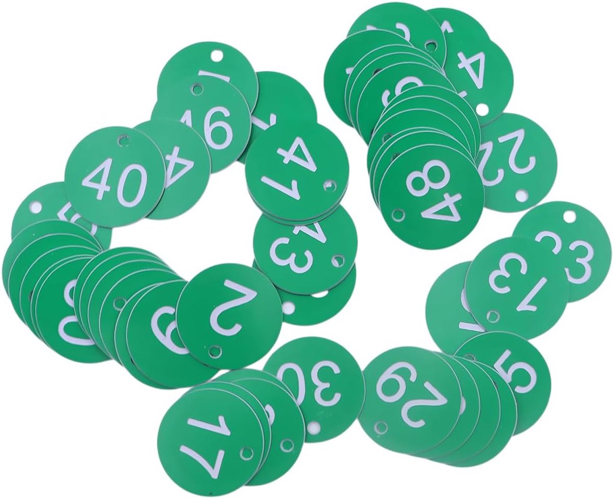 50 stuks genummerde plastic plaquette geschikt voor badhuis, openbaar badhuis, sauna, pittige hete pot, restaurant (1-50, groen)