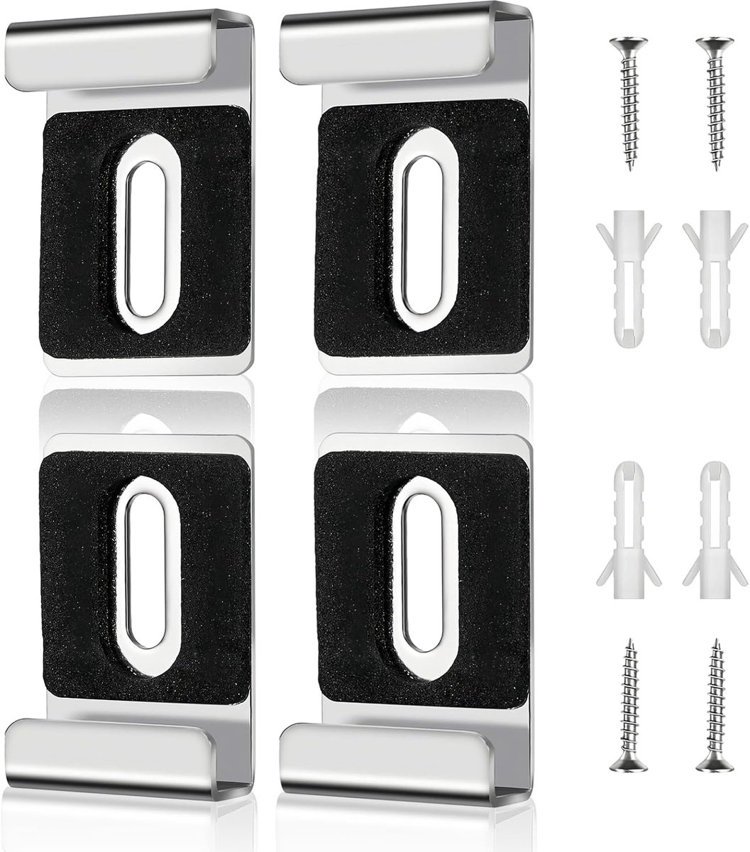 4 stuks spiegelhouders voor aan de muur, zilveren spiegelhouder, roestvrij stalen spiegelhouder, spiegelbevestiging, met schroeven en pluggen, voor badkamers, kantoren, sportscholen