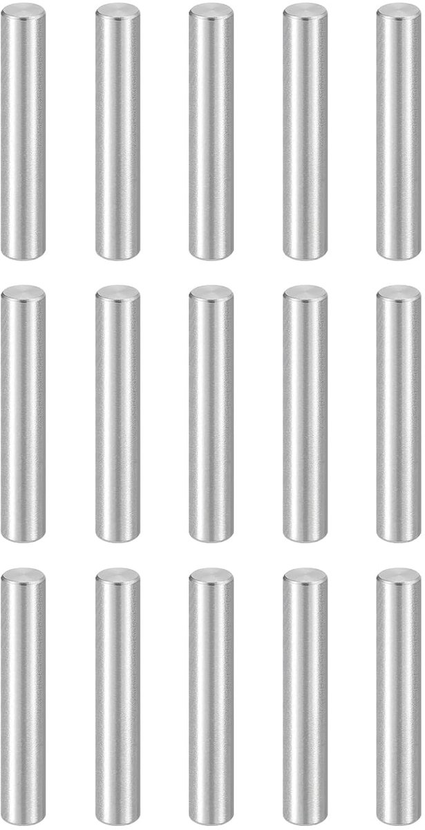15 stuks pluggen M5 (5 mm) x 35 mm 304 roestvrij staal, cilindrische planksteunpennen, penstang, bevestigingselementen voor metalen apparaten, houten meubels, doe-het-zelf montage, zilver