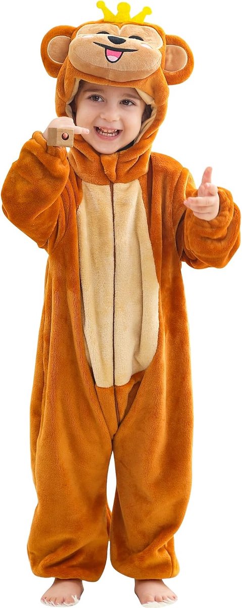 Baby speelpak peuter romper dier jumpsuit 3-36 maanden | Soepel lopende ritssluiting, zacht flanel, met capuchon, machinewasbaar, ideaal voor feestjes, verjaardagen en oudejaarsavond