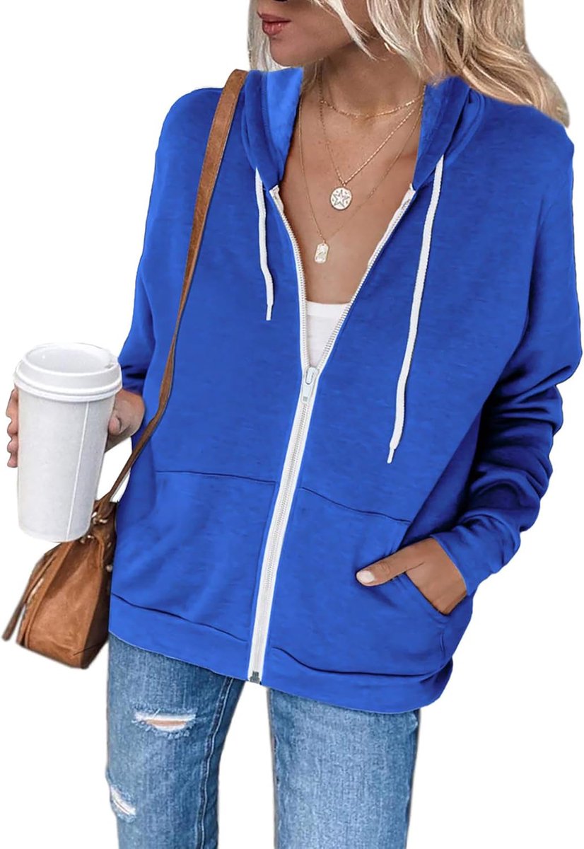 Sweatjack dames hoodie lange mouwen ritssluiting pullover fleece jack sport sweatshirt jas rits hoodie