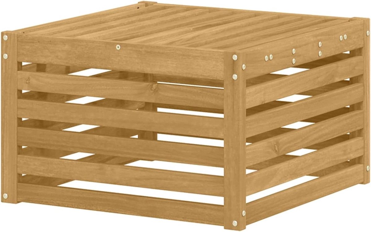 Houten Zitzak - Outdoor Krukje - Buiten Zitten - Massief Acaciahout - 59 x 59 x 37 cm - Wit