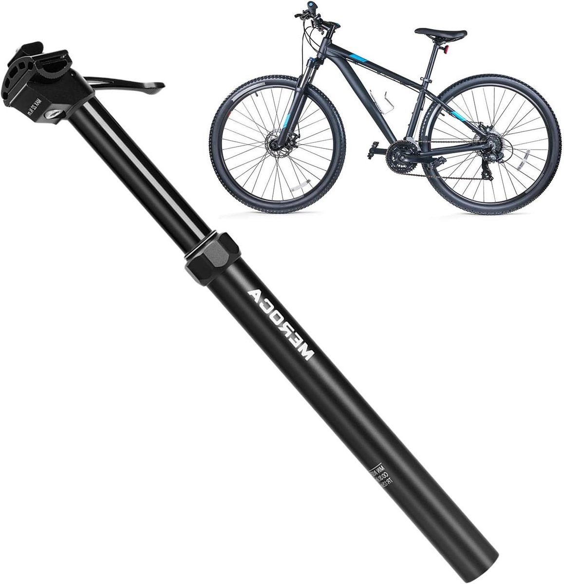 Telescopische Zadelpen - Verstelbare Fietszadelpen - Comfortabel Fietsen - Hydraulisch Vergrendeld - 125 mm Slag - Zwart
