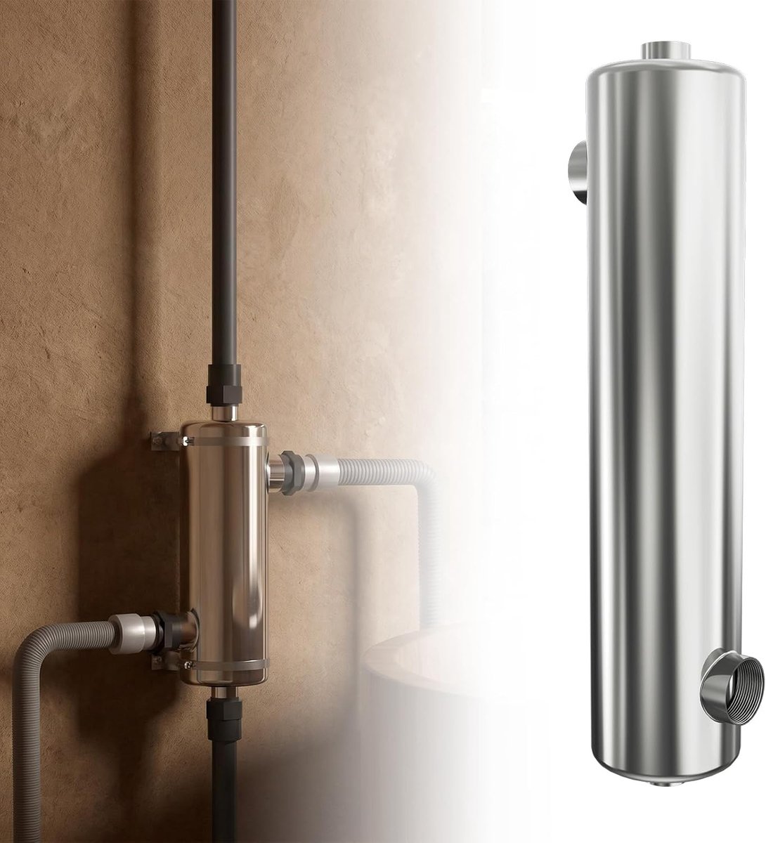 60 kW warmtewisselaar, zwembad, roestvrij staal, 570 mm x 120 mm, verwarming, warmtewisselaar, eenvoudige installatie voor zwembaden, spa-zwembad