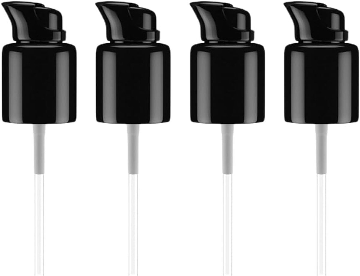Vervangende foundationpomp, universele make-updispenser, dispenser voor make-up, container, foundation, etherische olie, crème, lotion, zwart, 4 stuks