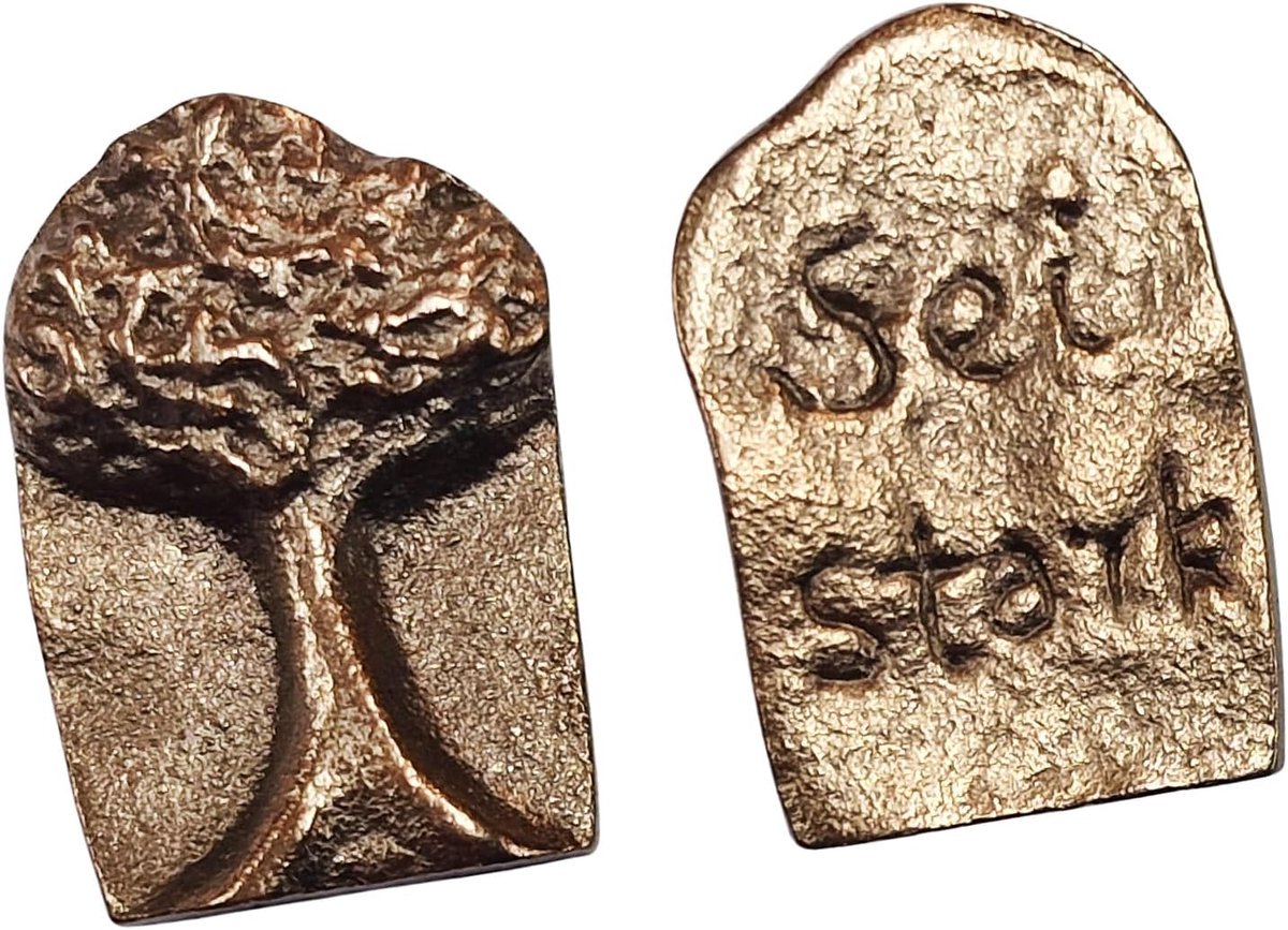 1 kleine geluksbrenger voor moed, troosten, verdriet, ziekte en herstel - levensboom munt van massief goudbrons 2,8 x 4,2 cm motivatie