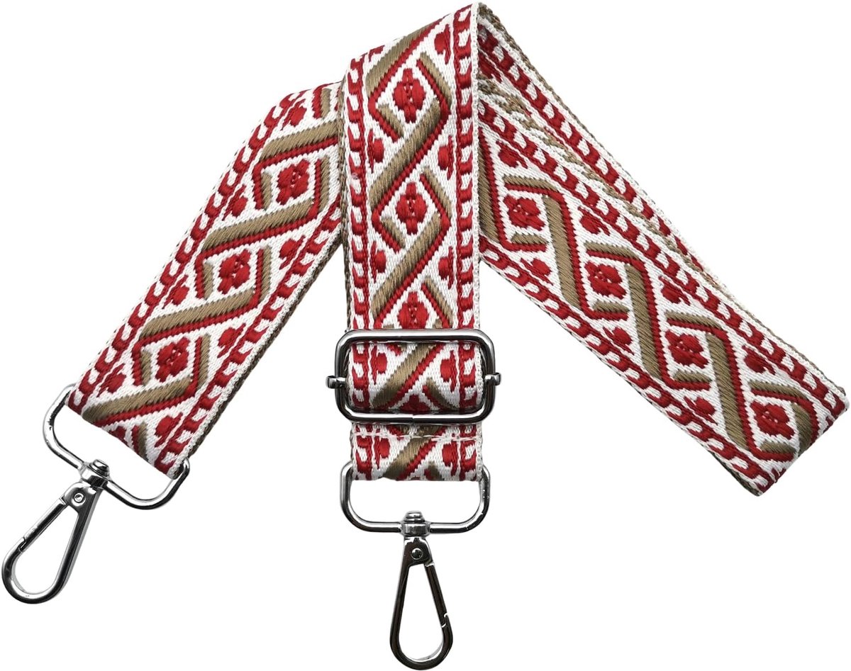 Tasriemen om te wisselen, schouderriem voor tas, verstelbare tasriem, breed, 3,8 cm, met zilveren karabijnhaak, schouderriem, tasband, draagriem voor handtassen, rood, R8