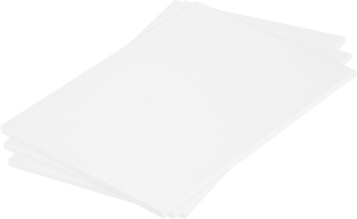ABS-blad, 20,3 x 15,2 x 0,4 cm, ABS-bladeren voor modelbouw, doe-het-zelf knutselplaat, wit, 3 stuks