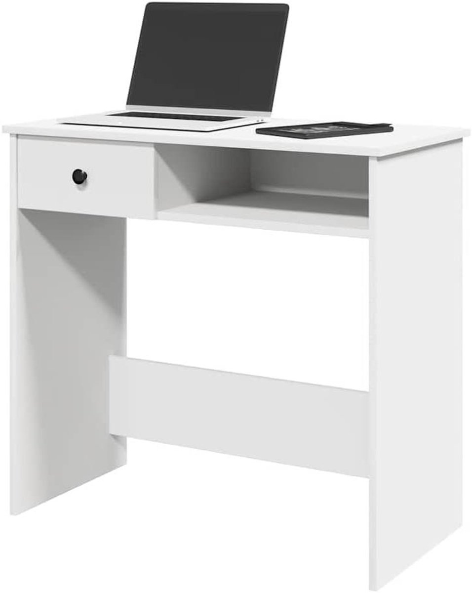 Bureau Wit - Schrijftafel Werkplek - Thuiswerken Kantoor - Stevig Ontwerp - 80x40x75 cm - Wit