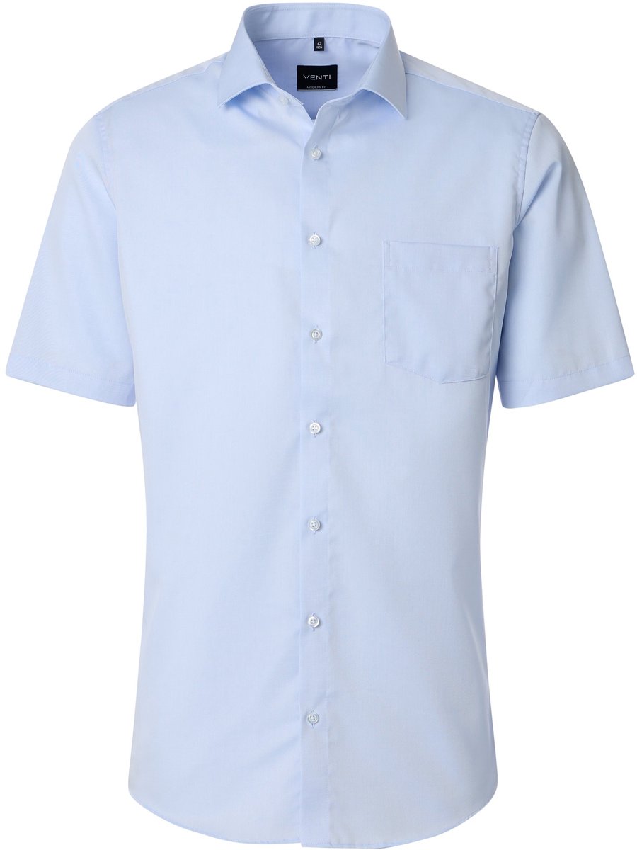 VENTI modern fit overhemd - korte mouw - twill - lichtblauw - Strijkvrij - Boordmaat: 46 (EU maat: XXL)