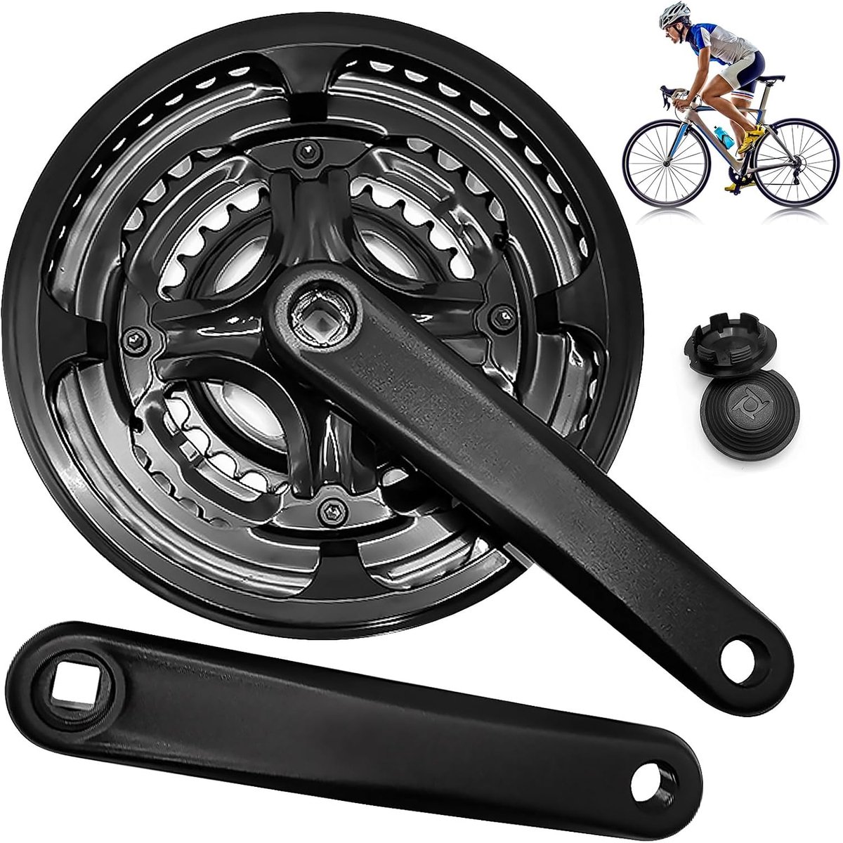 Fiets Crankset 170mm - Aluminium Crankarm - 28/38/48T Triple Kettingwiel - Duurzaam voor Mountainbike - SnelShoppen