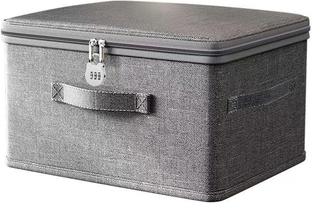 Lockable box 32 x 24 x 18 cm - stevige stof - met combinatie slot - veilige opslag voor waardevolle spullen - SnelShoppen