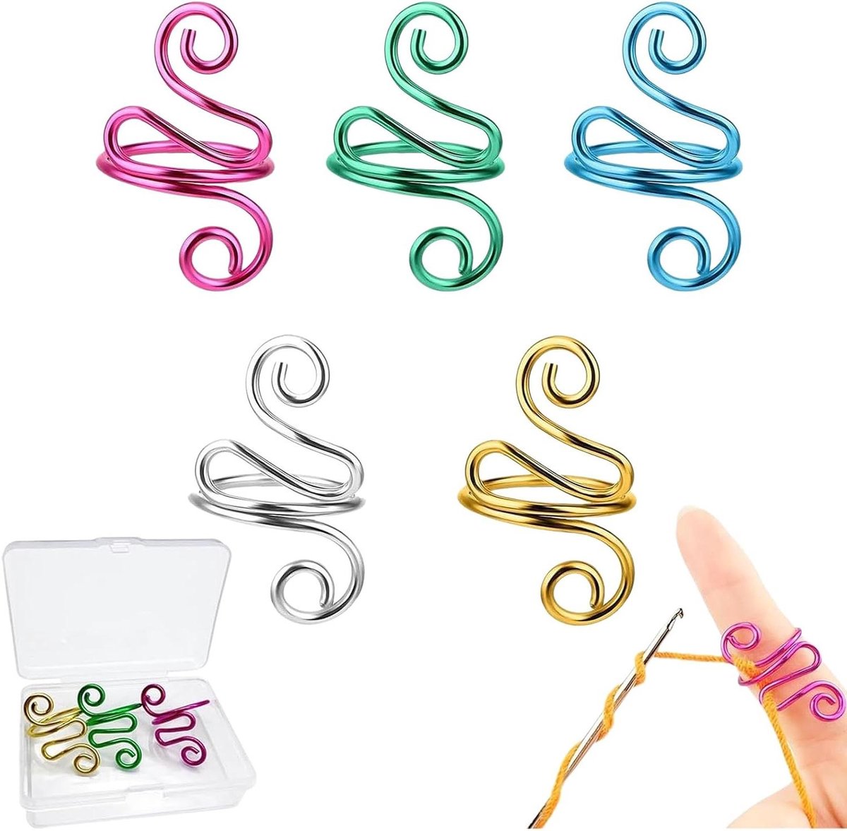 Verstelbare Spanring - Garenring Haakring - Handwerken Breien Haken - Open Lus Design - 5 stuks Gemengde Kleuren - Gemengde Kleuren