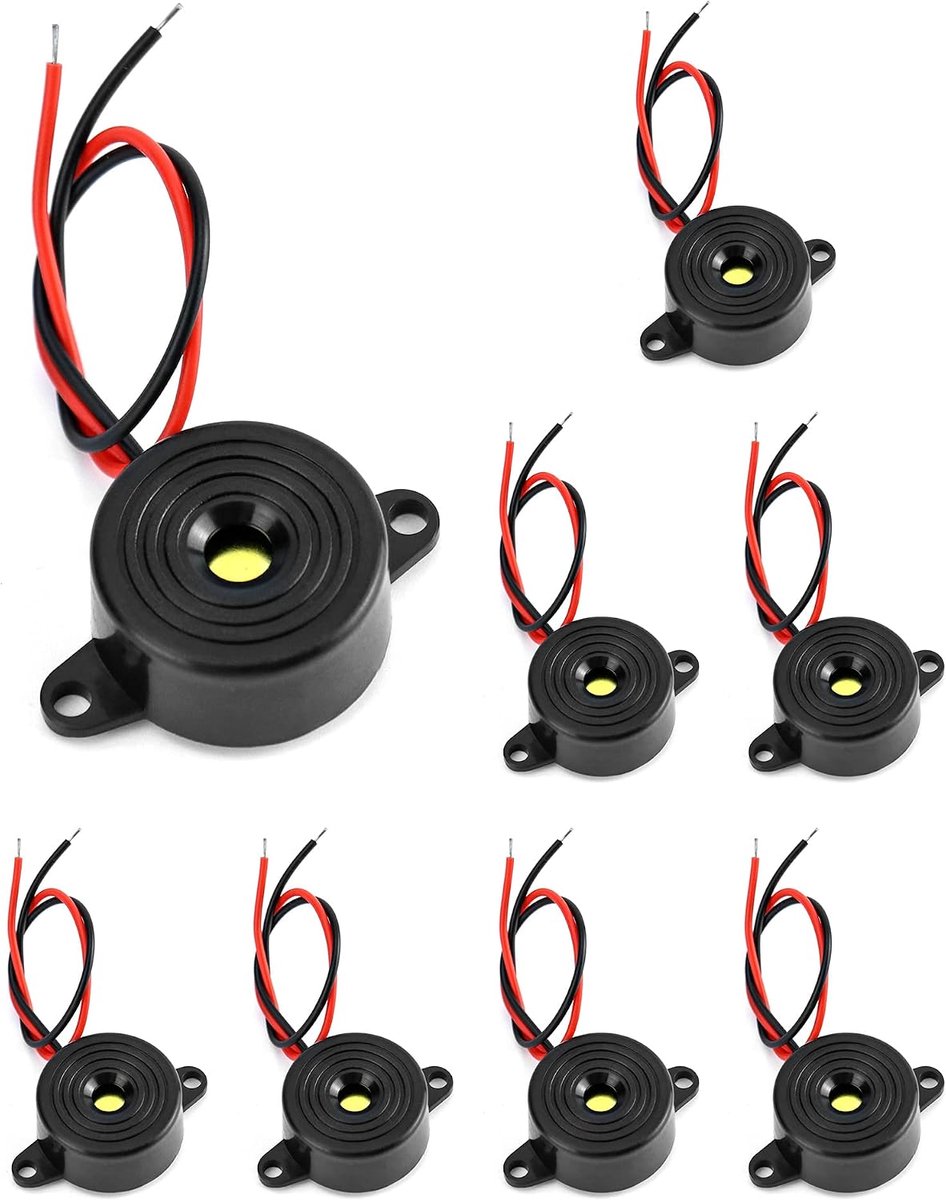 Buzzer alarm piezo 8 stuks - Actieve buzzer 3-24 V - Geluidssterkte 87 dB - Ideaal voor elektronische projecten - SnelShoppen