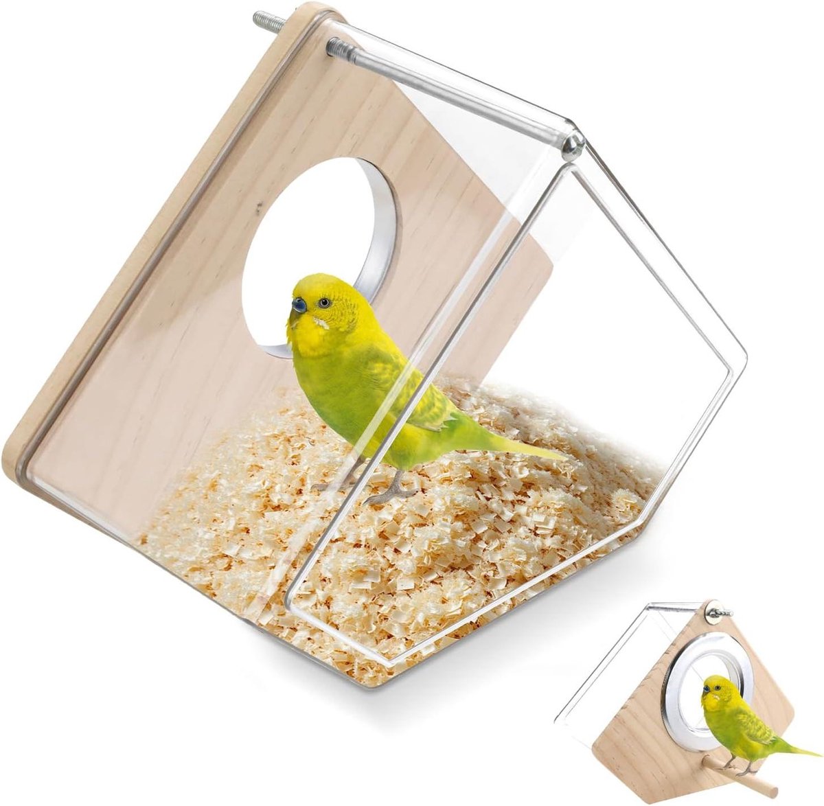 Parkiet Nestkast - Papegaai Broeddoos - Vogels Kweken - Transparant Ontwerp - 1 Exemplaar - Houtkleurig