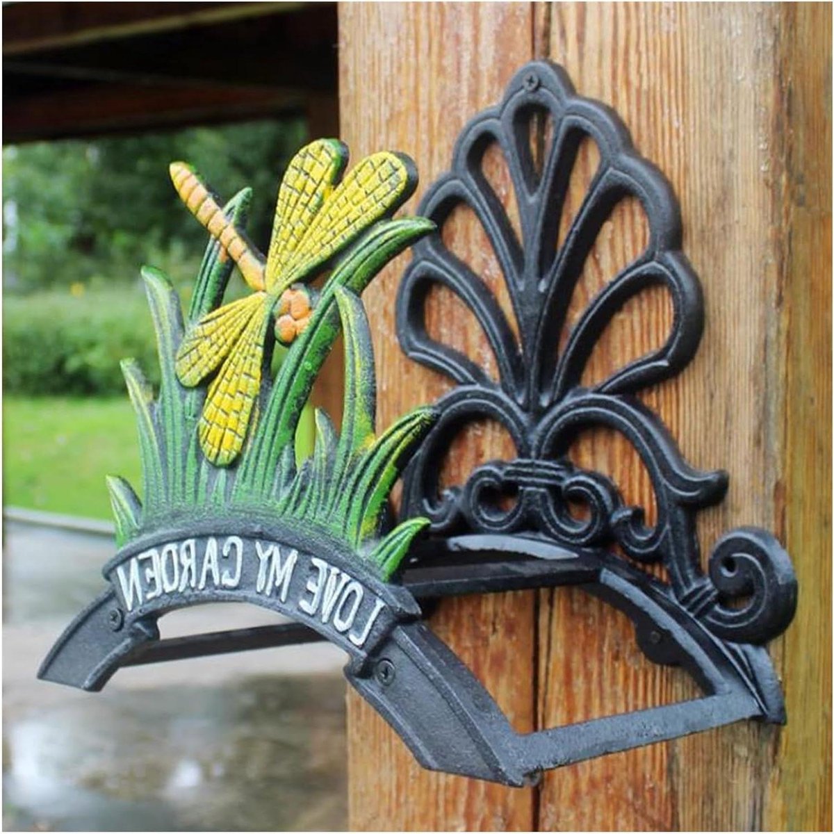 Tuinslanghouder - Slangrek Hanger - Tuin Opbergen - Gietijzer Design - Wandmontage - Zwart