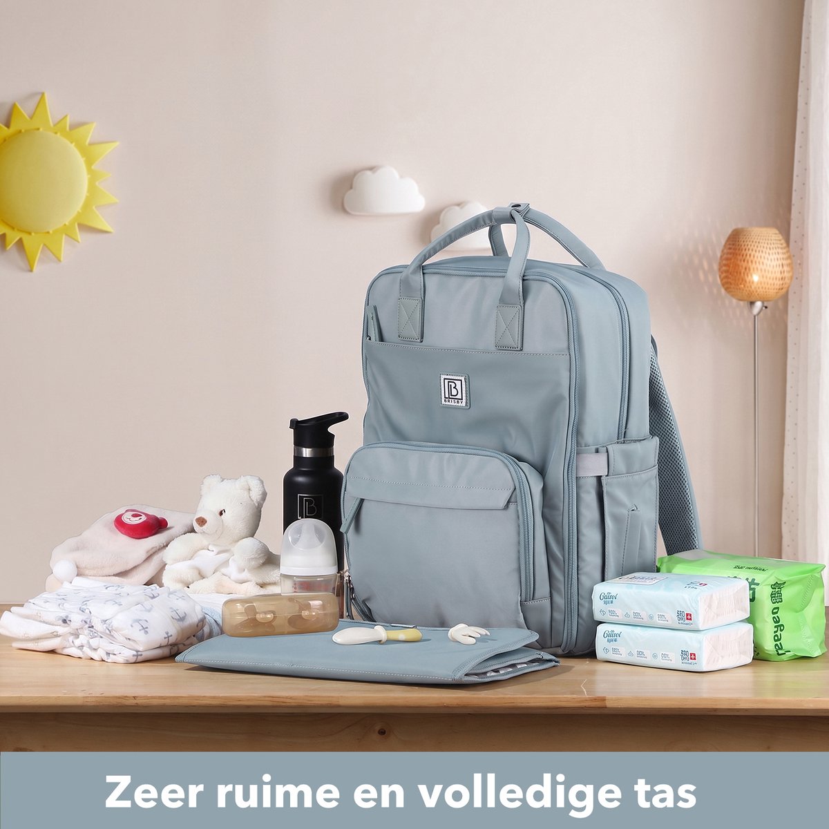 Brisby slijtvaste Luiertas - verzorgingstas - Mist Blue thumbnail 6