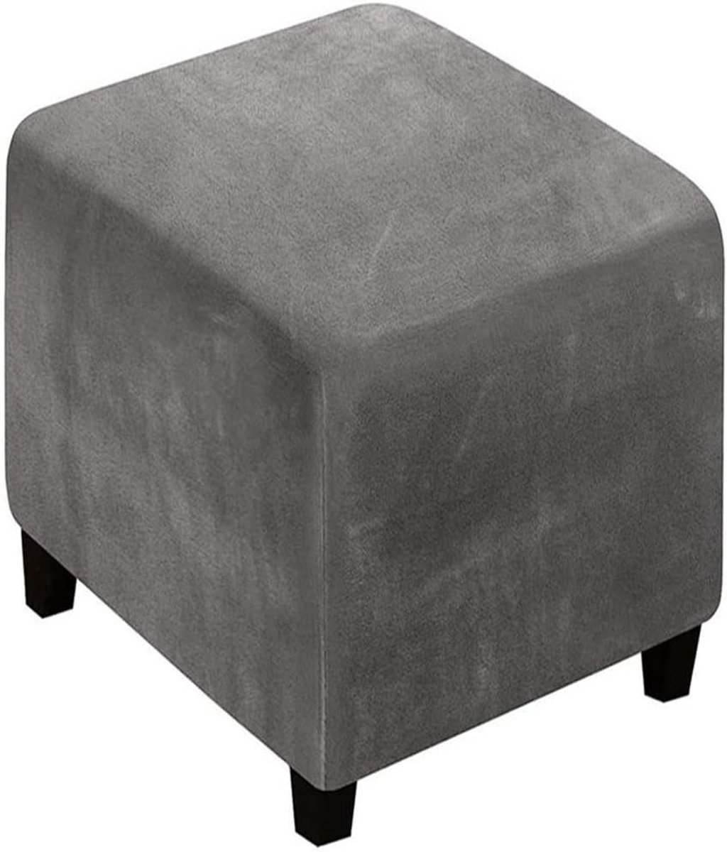 Poef Hoes - Voetenbank Overtrek - Meubels Beschermen - Hoge Stretch Stof - 35x35x40cm - Wit