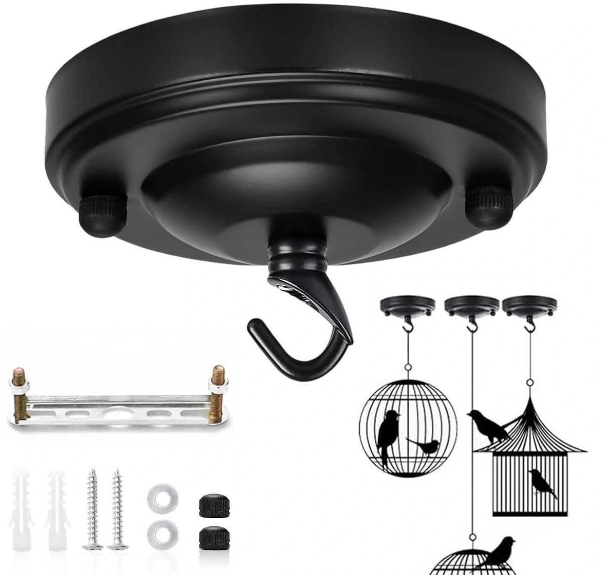 Plafondrozet Ronde Lampkap - Zwart - Eenvoudig ontwerp - Ideaal voor moderne interieurs - ShopVlot
