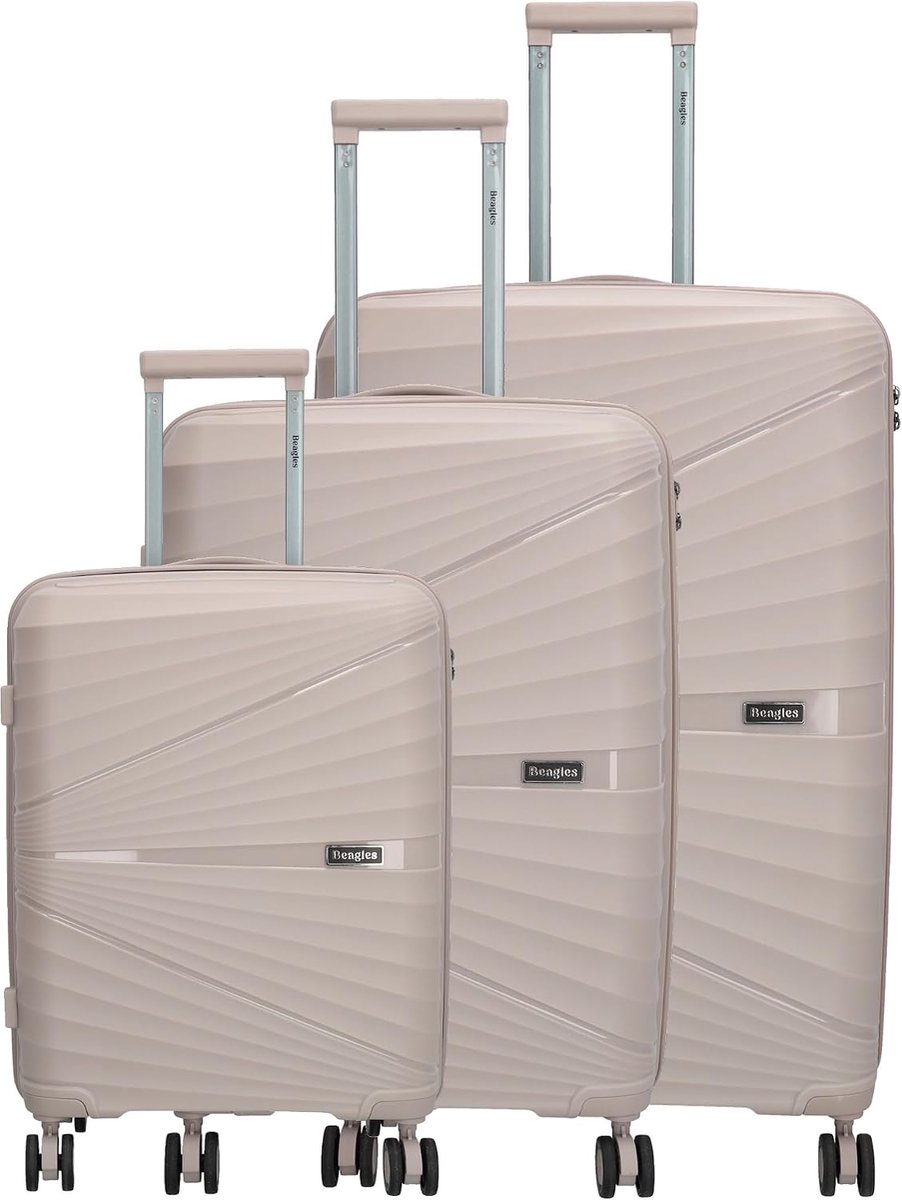 Reiskoffer set 20-24-28 Inch - taupe - Hard shell - Uitbreidbaar - Ideaal voor lange reizen - ShopVlot
