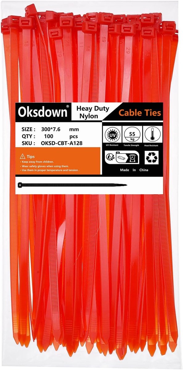 Kabelbinders 300mm - extra sterke nylon - 100 stuks - UV-bestendig, multifunctioneel - ShopVlot