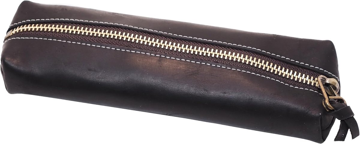 Pennenetui 20 x 3,5 x 8 cm - Hoogwaardig leer - Handgemaakt - Ideaal voor school en make-up - ShopVlot