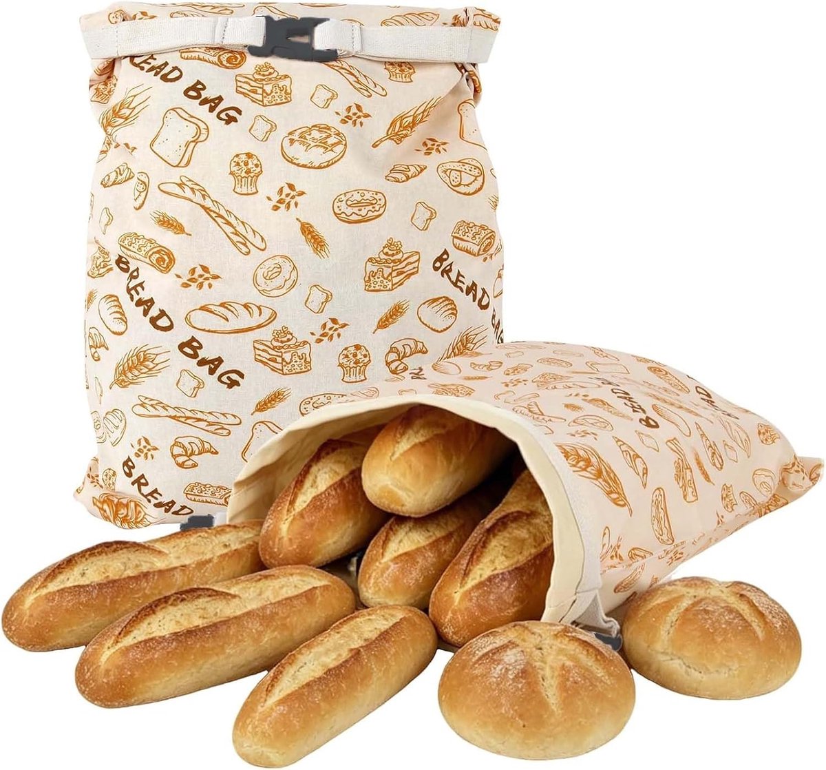 Herbruikbare bijenwas broodzakken 43x33 cm - biologisch katoen - met gespsluiting - optimale broodopslag - ShopVlot