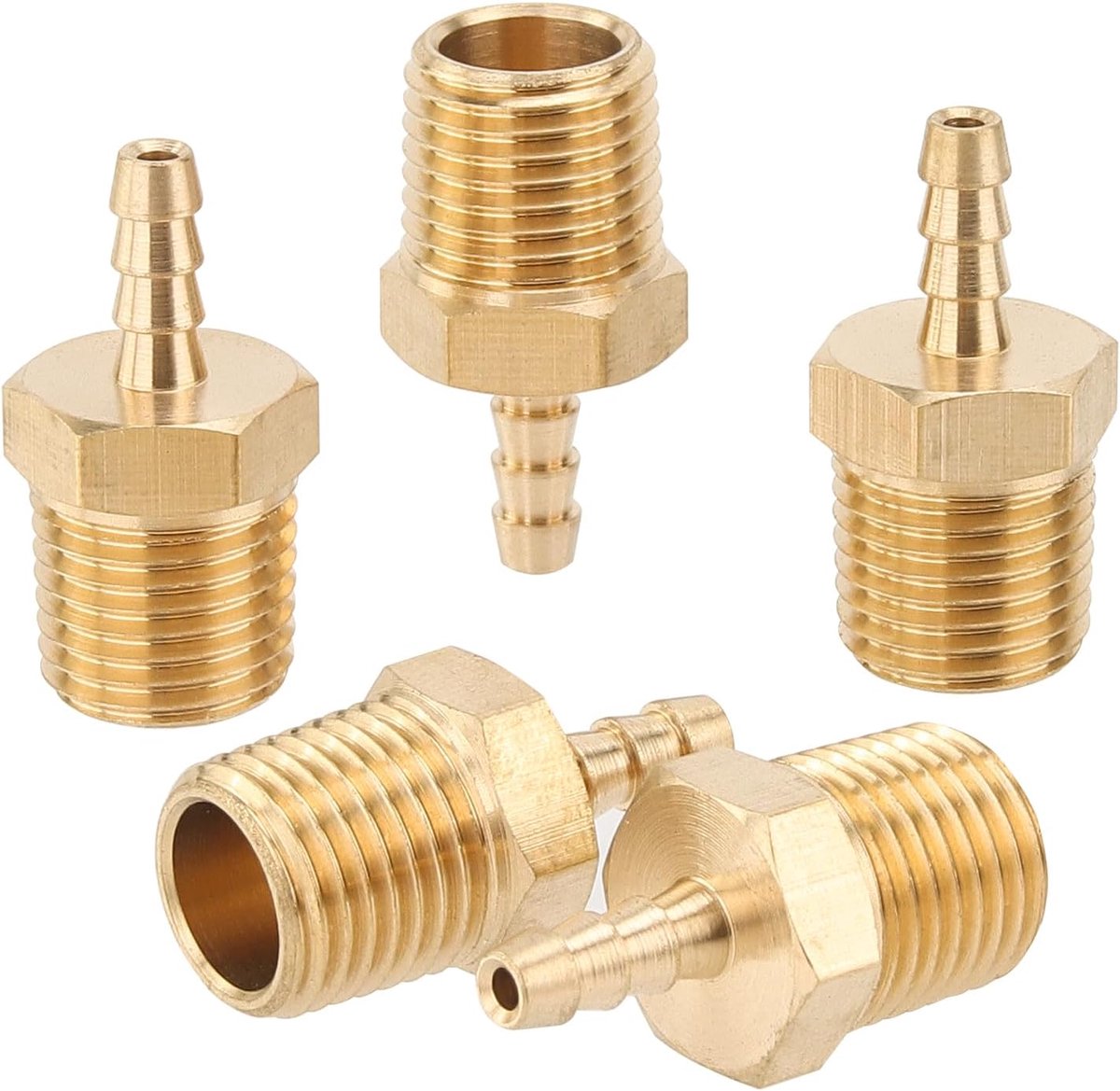 Bedfitting koppeling 1/8" - Messing - Male BSPT 1/4" - Voor gas en water - ShopVlot