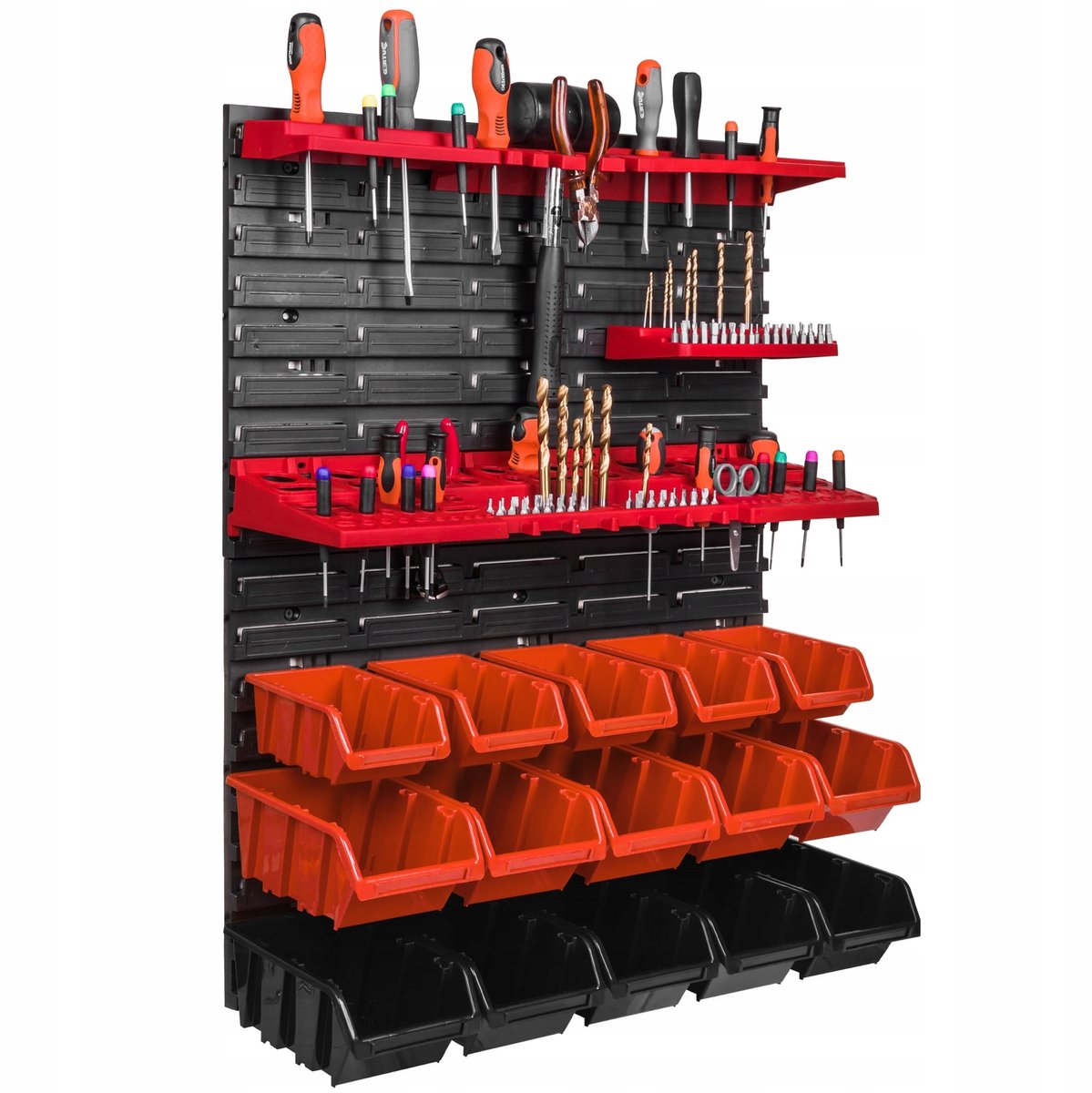 Gereedschapsbord 58x78cm met 15 bakjes, wandpaneel voor garage