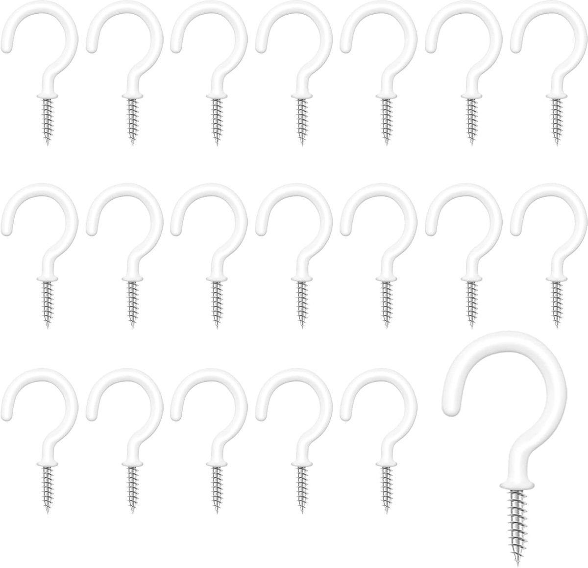 Schroefhaken 20 stuks - Witte plafondhaken - Vinyl gecoat - Ideaal voor het ophangen van planten - ShopVlot