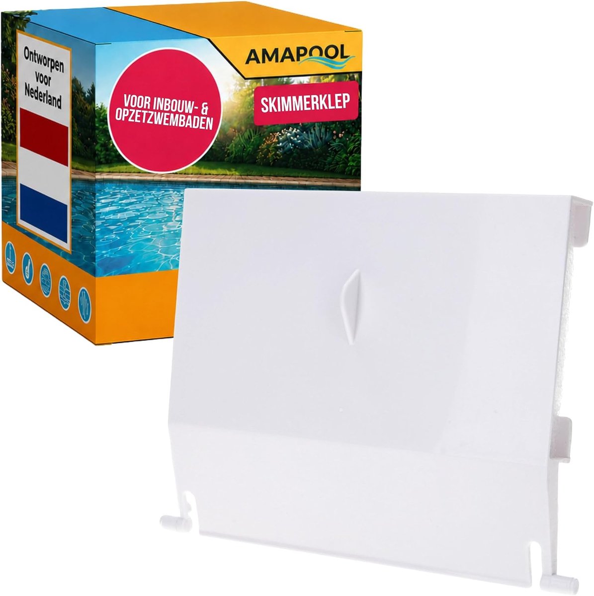 Skimmerklep 145 x 120 mm - Universele Poolklep - Wit Plastic - Ideaal voor ingebouwde skimmer - ShopVlot