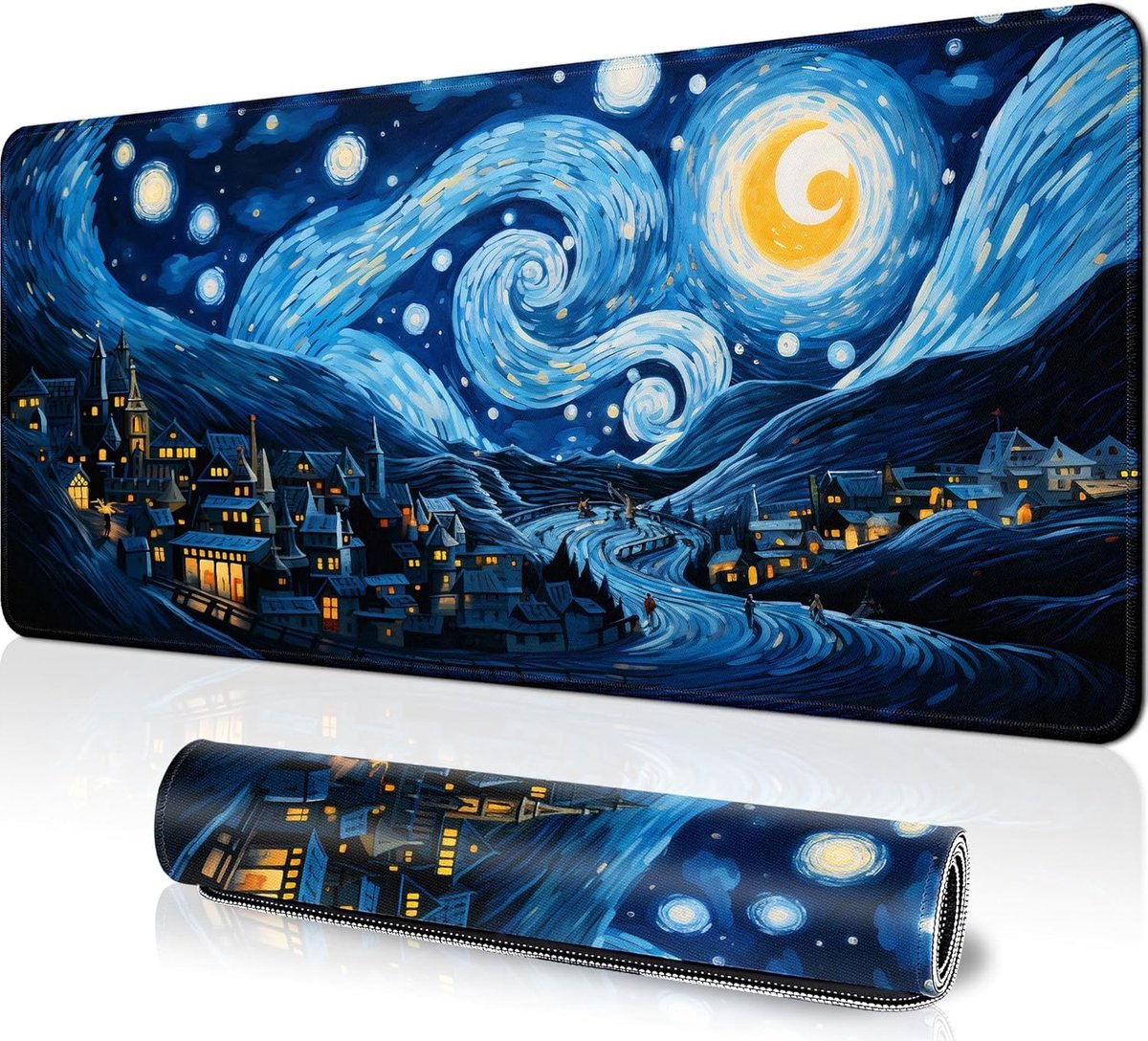 Gaming-muismat XXL 900 x 400 mm - sterrenhemel ontwerp - antislip rubber onderkant - optimale speelervaring - ShopVlot